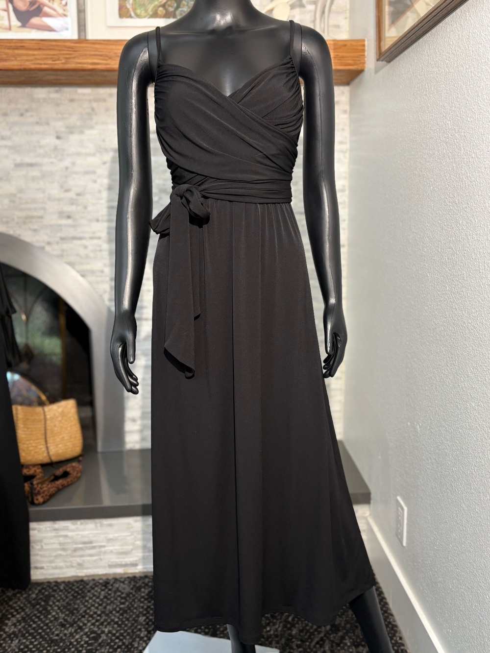 Jennifer Lopez for Black Sleeveless Maxi Wrap Dress Size L